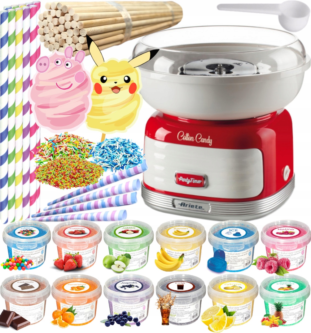 Prístroj na cukrovú vatu Ariete Cotton Candy červený 500 W + 13 ďalších produktov